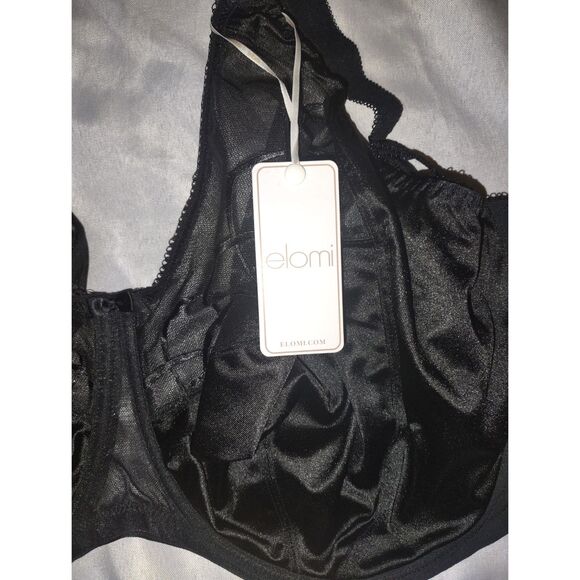 NWT Elomi Cate Full Cup Banded Bra Size 34O Black Plus Size Lingerie Wide Straps - Picture 5 of 5